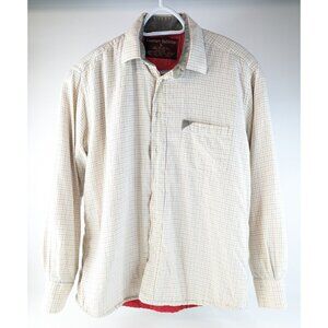 Comfort Outfitter Mens LARGE White Quilted Lined Flannel Button Shift Jacket EUC